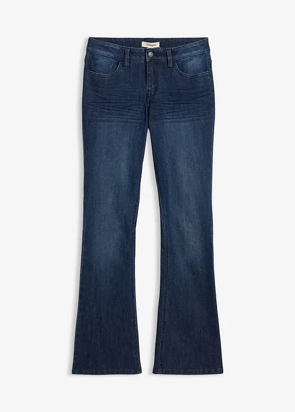 Bootcut-Jeans Mid Waist, Stretch in blau von vorne - bonprix