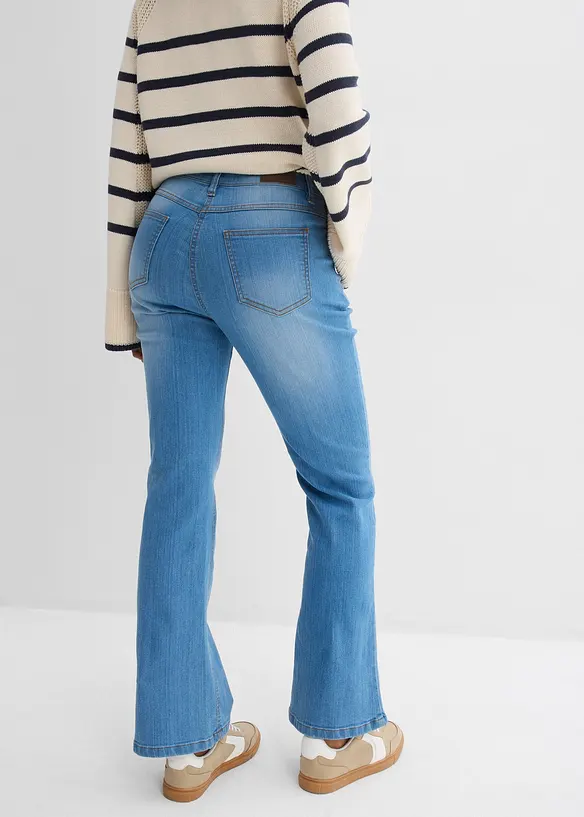 Bootcut-Jeans Mid Waist, Stretch in blau von hinten - bonprix