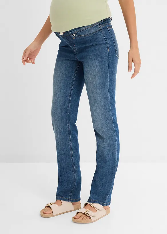 2-in-1 Umstandsjeans für die Schwangerschaft und danach, Straight in blau von vorne - bonprix