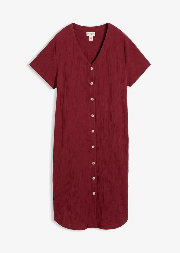 Musselin-Blusenkleid aus reiner Baumwolle in rot von vorne - bonprix