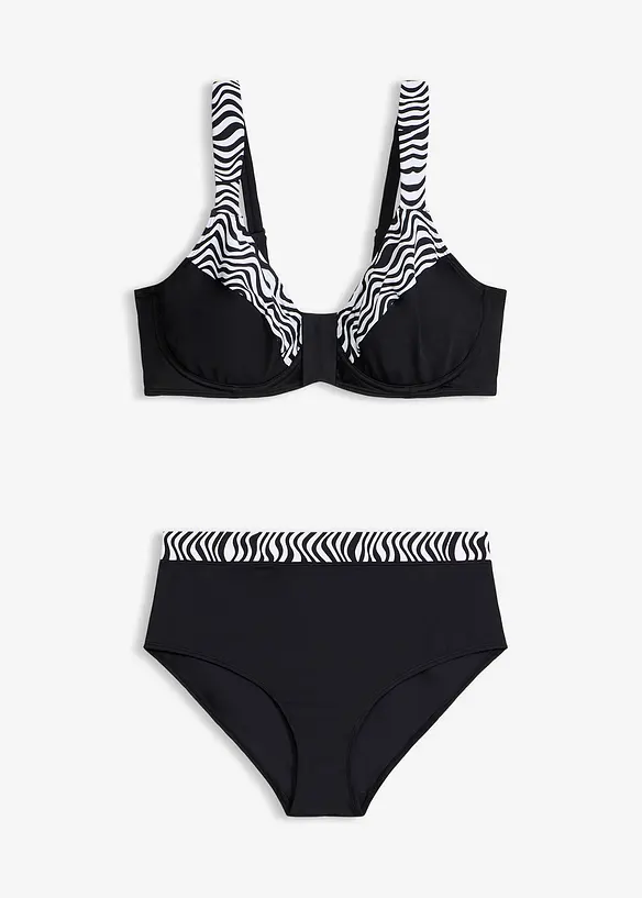 Minimizer-Bikini mit gepolsterten Trägern (2-tlg. Set) in schwarz von vorne - bonprix