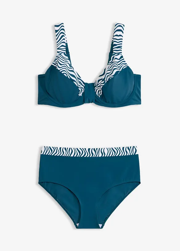 Minimizer-Bikini mit gepolsterten Trägern (2-tlg. Set) in petrol von vorne - bonprix