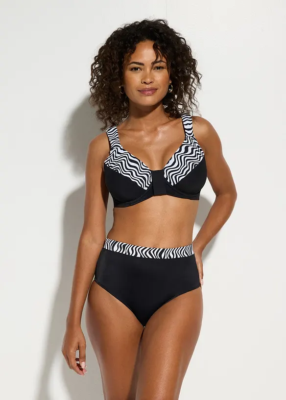 Minimizer-Bikini mit gepolsterten Trägern (2-tlg. Set) in schwarz von vorne (Totalaufnahme) - bonprix