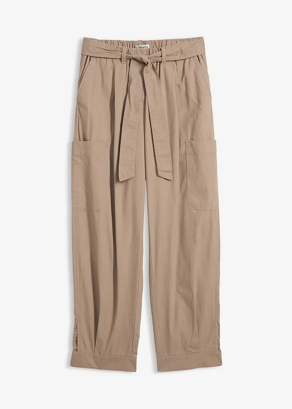 Verkürzte Cargo-Hose aus reiner Baumwolle in braun von vorne - bonprix Verkürzte Cargo-Hose aus reiner Baumwolle in braun von vorne - bonprix
