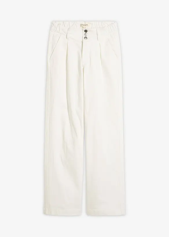 Cropped Wide-Leg-Jeans High Waist, Bequembund in weiß von vorne - bonprix