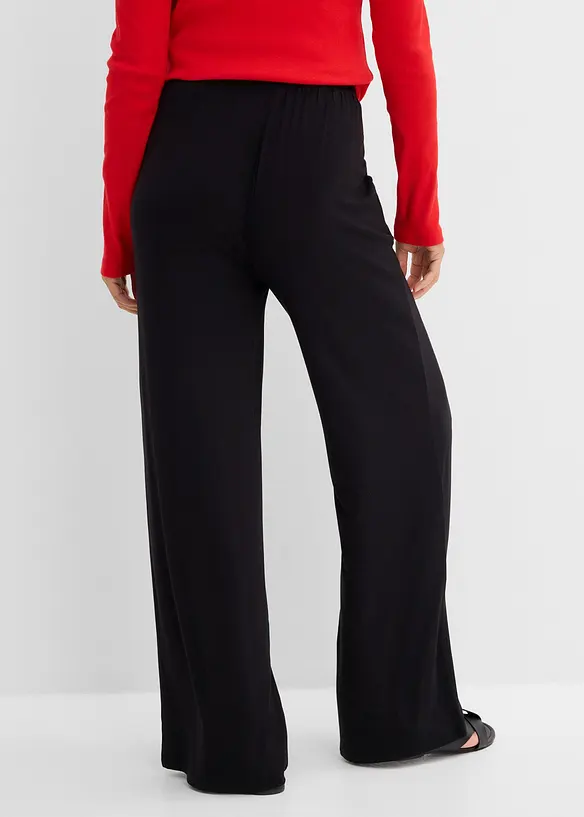 Jersey-Hose aus fließender Viskose in schwarz von hinten - bonprix