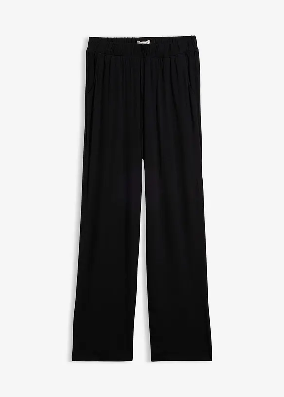 Jersey-Hose aus fließender Viskose in schwarz von vorne - bonprix