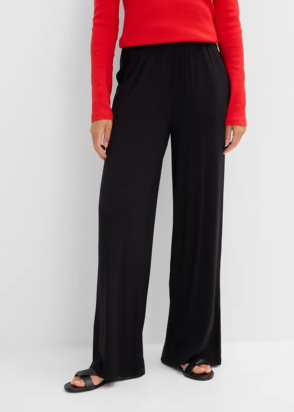 Jersey-Hose aus fließender Viskose in schwarz von vorne - bonprix