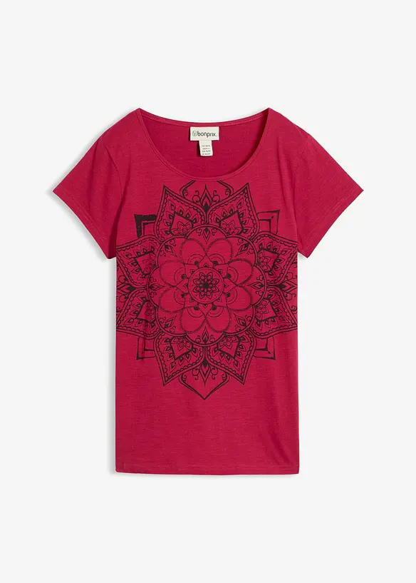 T-Shirt aus reiner Bio-Baumwolle in pink von vorne - bonprix