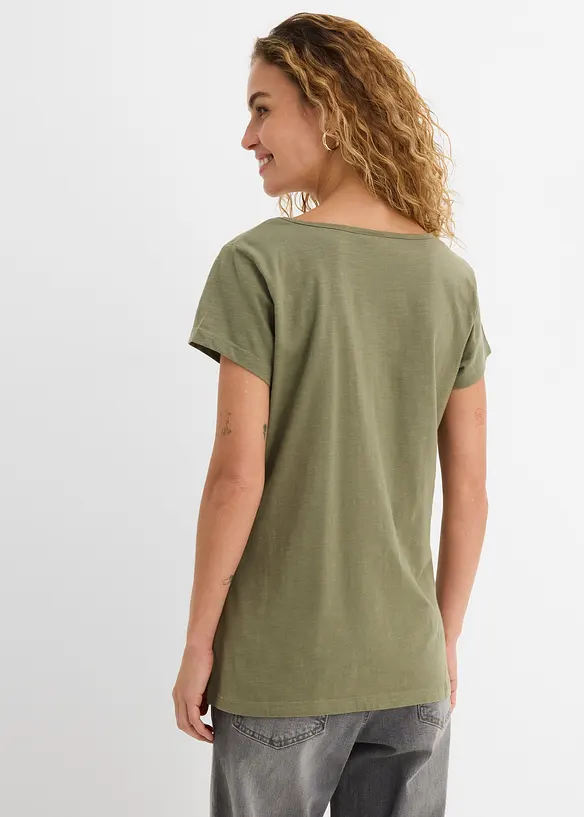 T-Shirt aus reiner Bio-Baumwolle in grün von hinten (im Anschnitt) - bonprix
