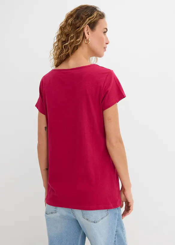 T-Shirt aus reiner Bio-Baumwolle in pink von hinten (im Anschnitt) - bonprix
