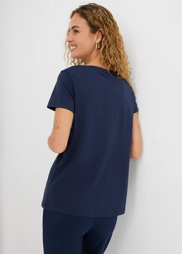 Shirt mit Herzdruck aus Bio-Baumwolle in blau von hinten (im Anschnitt) - bonprix