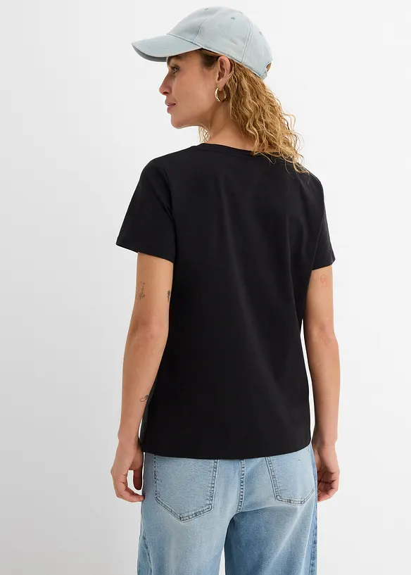 T-Shirt aus reiner Baumwolle (2er Pack) in schwarz von hinten (im Anschnitt) - bonprix T-Shirt aus reiner Baumwolle (2er Pack) in schwarz von hinten (im Anschnitt) - bonprix