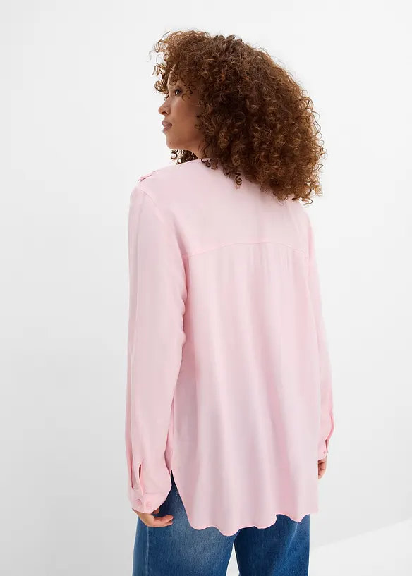 Tunikabluse aus softer Viskose in rosa von hinten (im Anschnitt) - bonprix