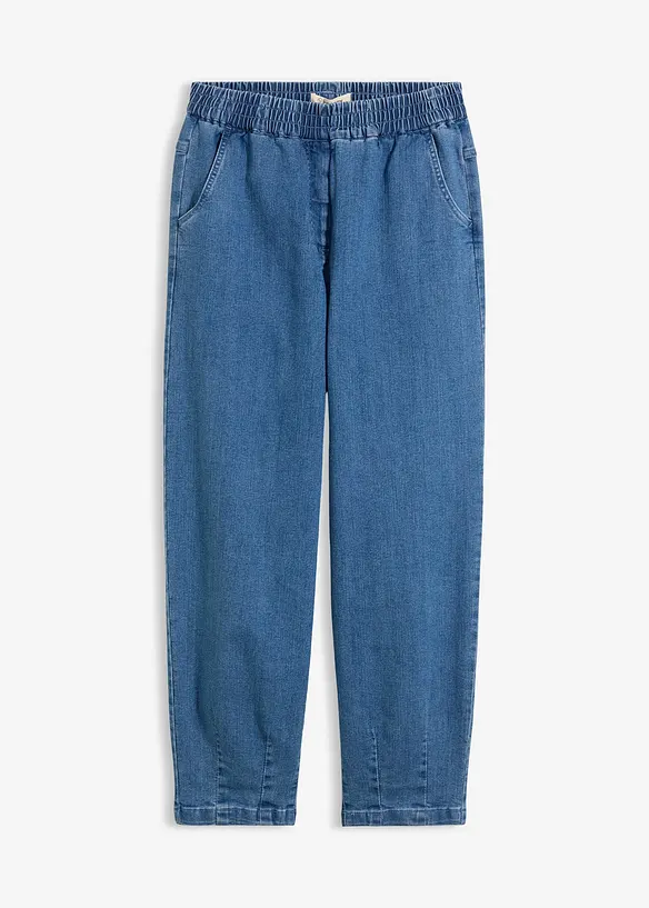 Mom-Jeans High Waist, Bequembund in blau von vorne - bonprix