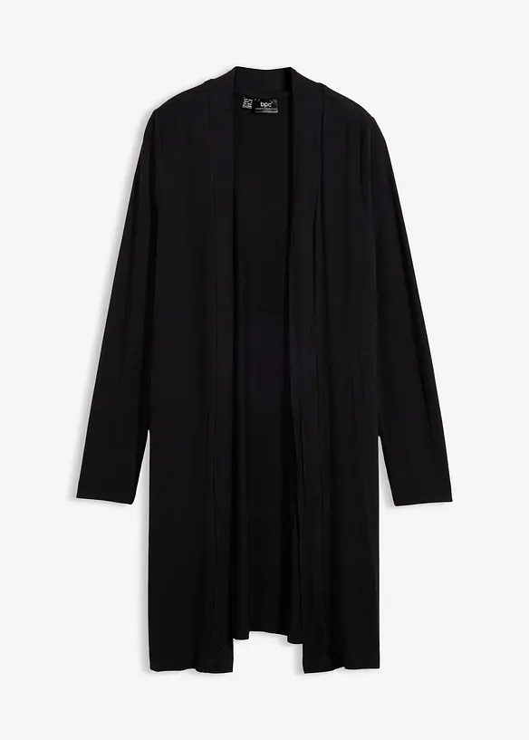 Shirtjacke aus softem Viskose-Mix in schwarz von vorne - bonprix