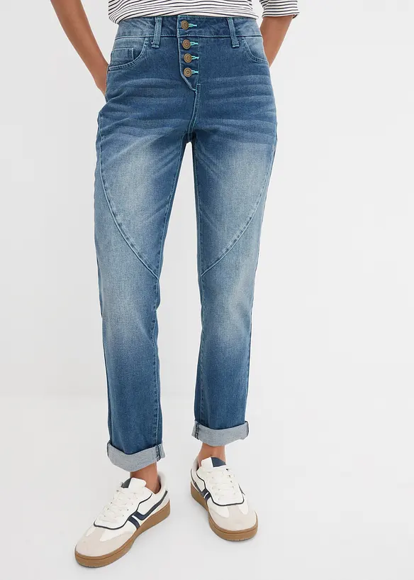 Boyfriend-Jeans in blau von vorne - bonprix