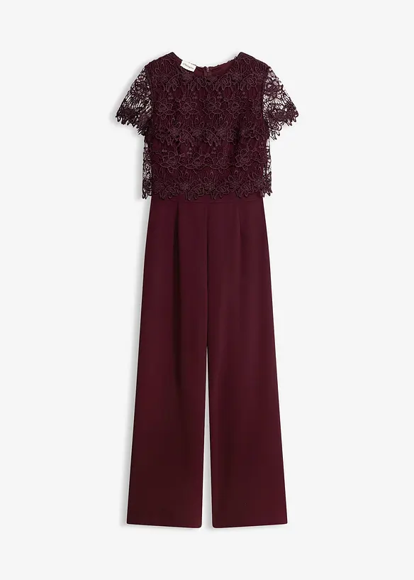 Jumpsuit aus softem Scuba mit Spitze in rot von vorne - bonprix