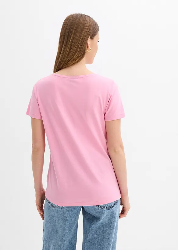 T-Shirt aus Baumwoll-Viskose-Mix in rosa von hinten (im Anschnitt) - bonprix