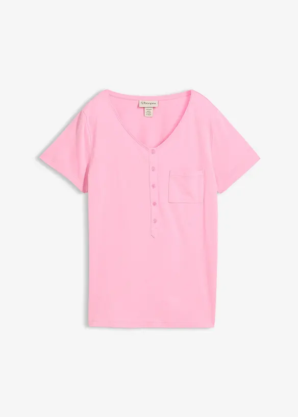 T-Shirt aus Baumwoll-Viskose-Mix in rosa von vorne - bonprix