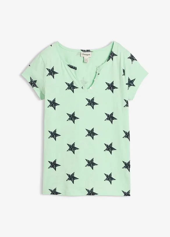 Shirt mit Sternen in grün von vorne - bonprix