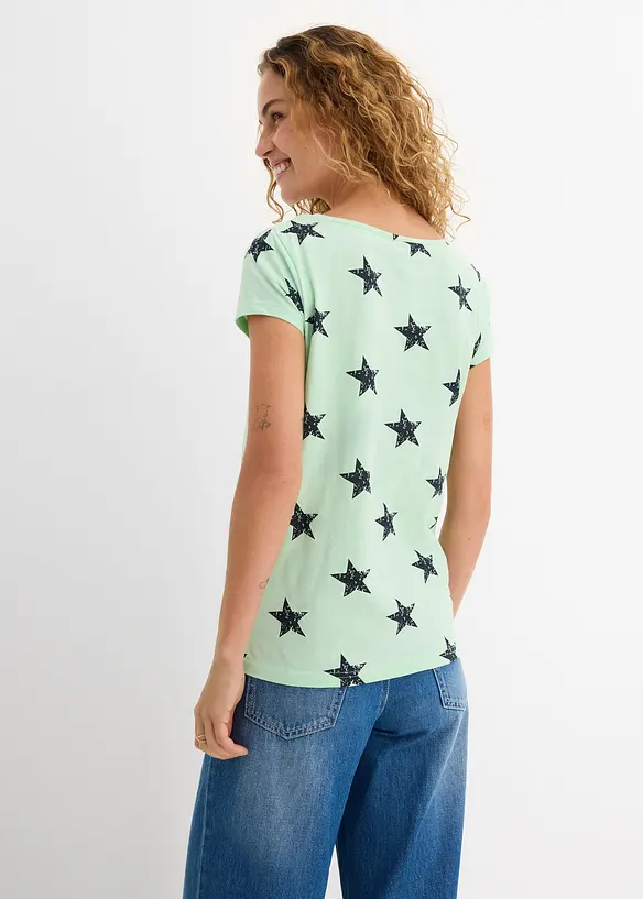 Shirt mit Sternen in grün von hinten (im Anschnitt) - bonprix