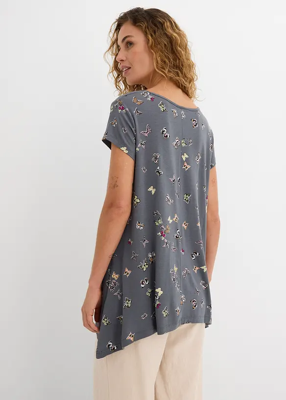 T-Shirt mit Schmetterlingen in grau von hinten (im Anschnitt) - bonprix
