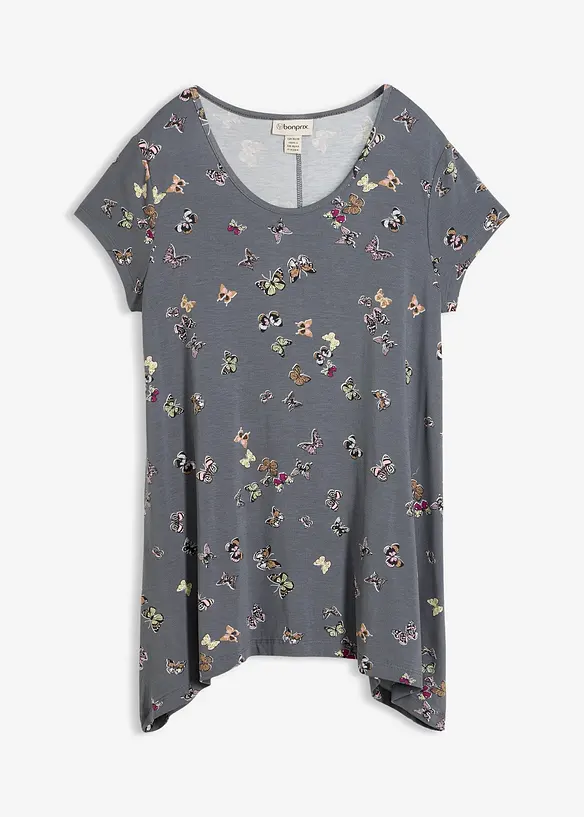 T-Shirt mit Schmetterlingen in grau von vorne - bonprix