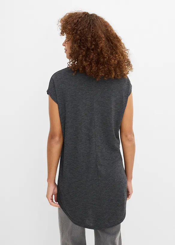 Longshirt aus softem Viskose-Mix in schwarz von hinten (im Anschnitt) - bonprix