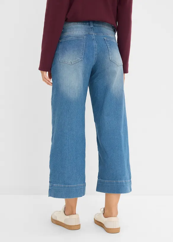 Ultra-Soft-Jeans, Culotte in blau von hinten - bonprix