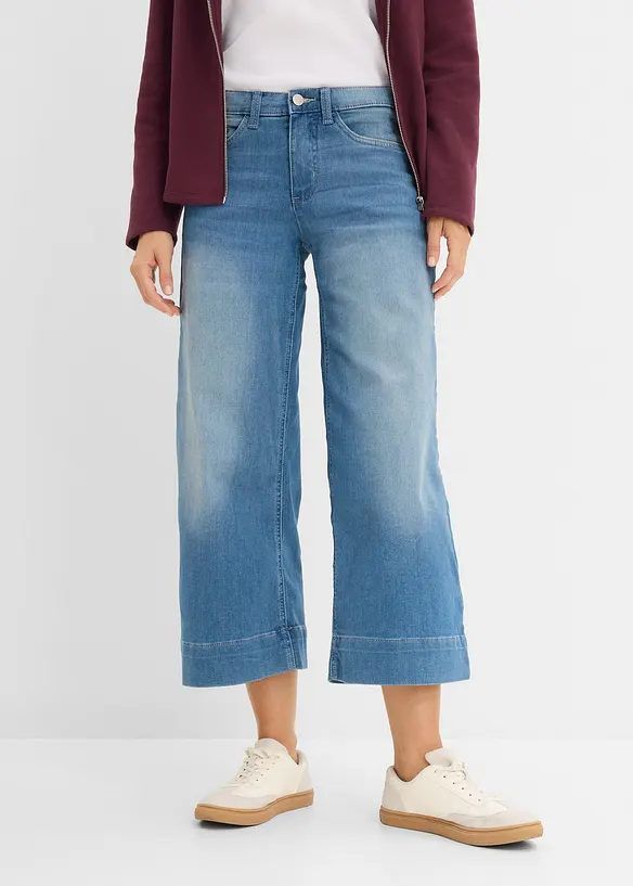 Ultra-Soft-Jeans, Culotte in blau von vorne - bonprix