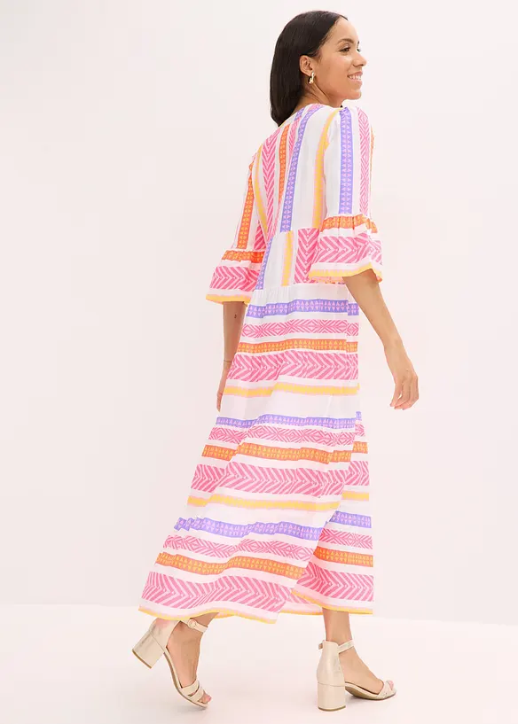 Maxikleid aus fließender Viskose in weiß von hinten (Totalaufnahme) - bonprix