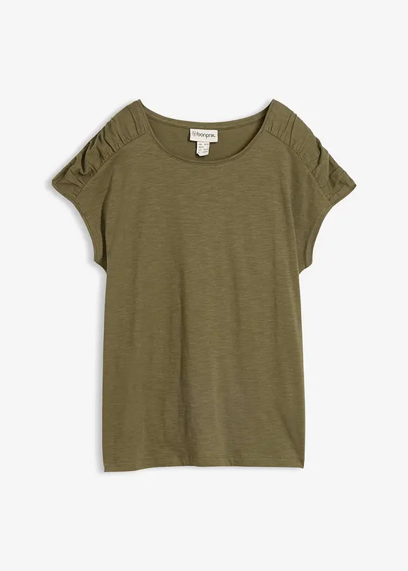 Boxy-Shirt, kurzarm in grün von vorne - bonprix