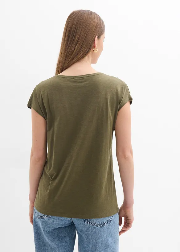 Boxy-Shirt, kurzarm in grün von hinten (im Anschnitt) - bonprix