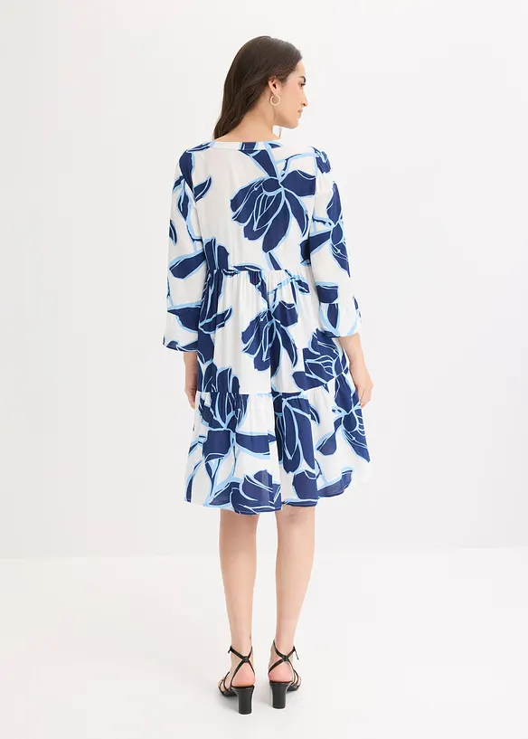 Tunika-Kleid aus fließender Viskose in weiß von hinten (Totalaufnahme) - bonprix