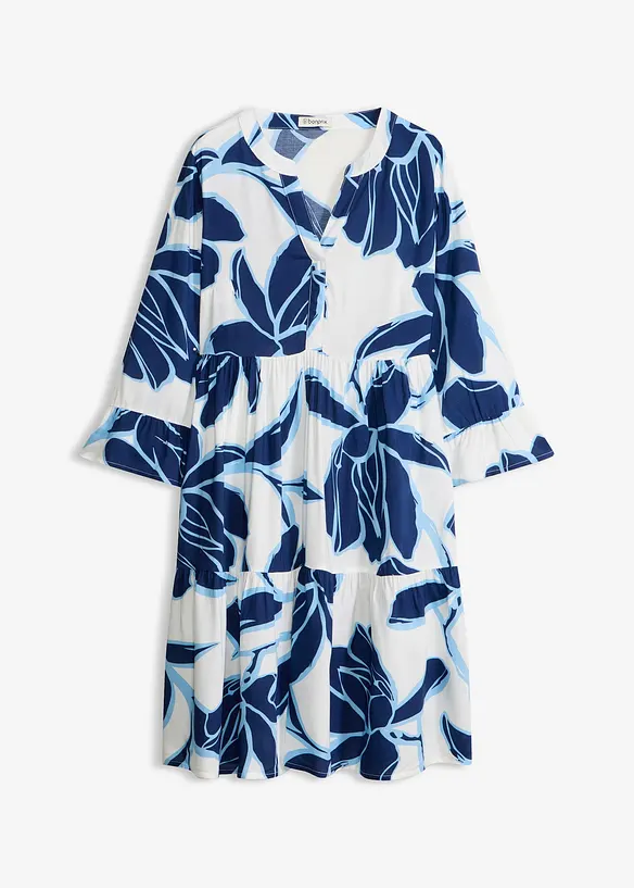 Tunika-Kleid aus fließender Viskose in weiß von vorne - bonprix