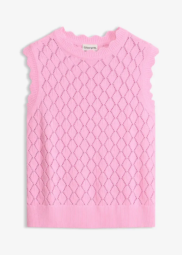 Ajour-Pullunder aus Baumwoll-Mix in rosa von vorne - bonprix Ajour-Pullunder aus Baumwoll-Mix in rosa von vorne - bonprix