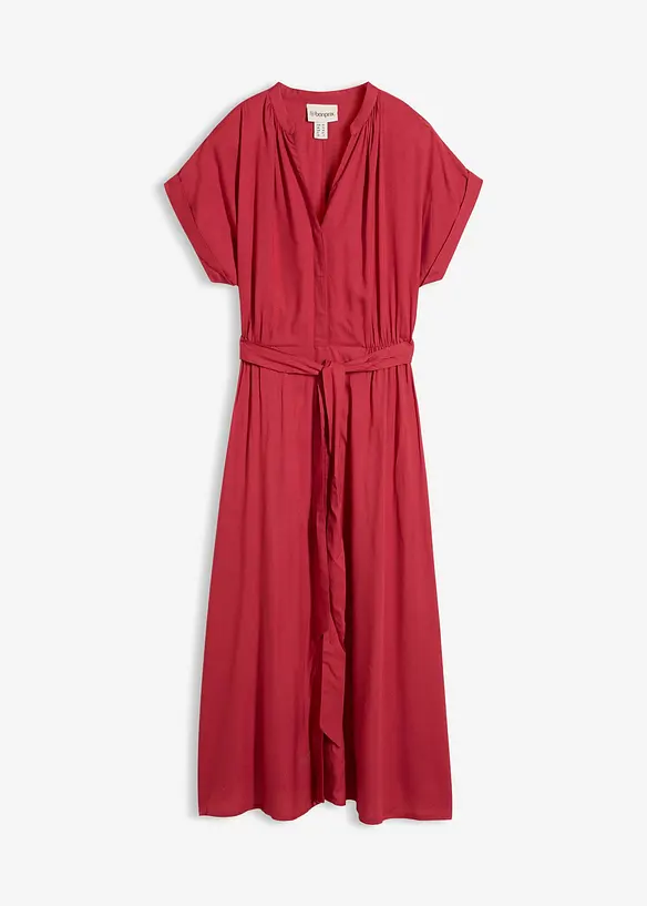 Hemdblusenkleid aus fließender Viskose in rot von vorne - bonprix Hemdblusenkleid aus fließender Viskose in rot von vorne - bonprix