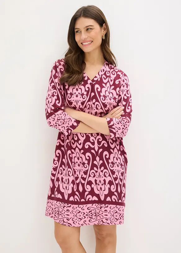Tunika-Kleid aus fließender Viskose in rot von vorne (Totalaufnahme) - bonprix Tunika-Kleid aus fließender Viskose in rot von vorne (Totalaufnahme) - bonprix