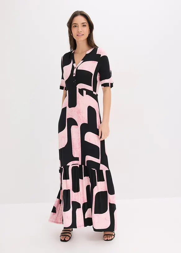 Maxikleid aus softem Viskose-Mix in schwarz von vorne (Totalaufnahme) - bonprix Maxikleid aus softem Viskose-Mix in schwarz von vorne (Totalaufnahme) - bonprix
