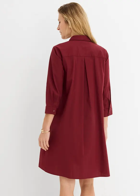 Hemdblusenkleid aus griffigem Popeline in rot von hinten (Totalaufnahme) - bonprix Hemdblusenkleid aus griffigem Popeline in rot von hinten (Totalaufnahme) - bonprix