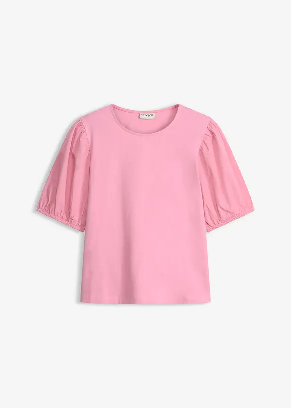 Shirt mit Ballonärmeln in rosa von vorne - bonprix