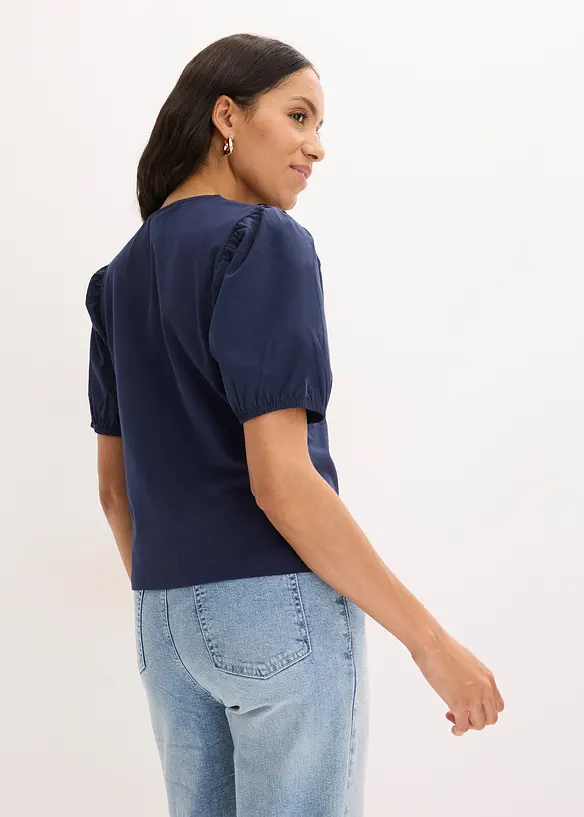 Shirt mit Ballonärmeln in blau von hinten (im Anschnitt) - bonprix