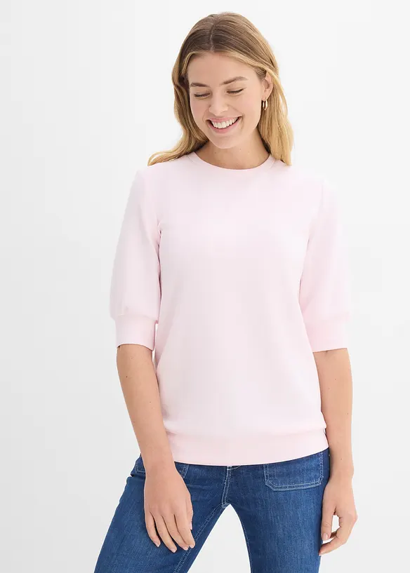 Weit geschnittenes Scuba-Shirt in rosa von vorne (im Anschnitt) - bonprix