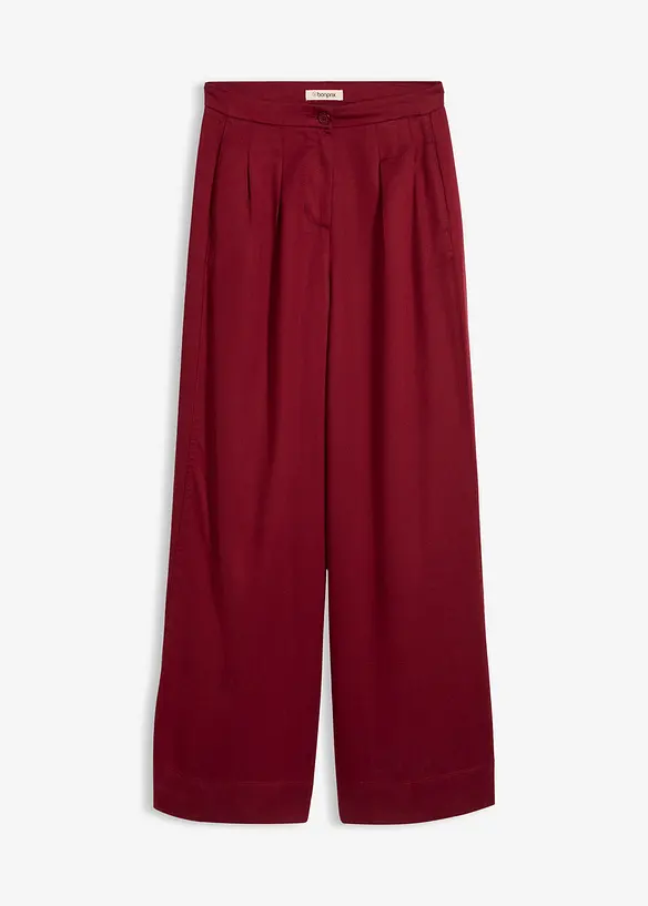 Bundfaltenhose aus fließendem Lyocell in rot von vorne - bonprix