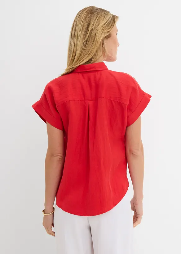 Hemdbluse aus fließendem Lyocell-Mix in rot von hinten (im Anschnitt) - bonprix