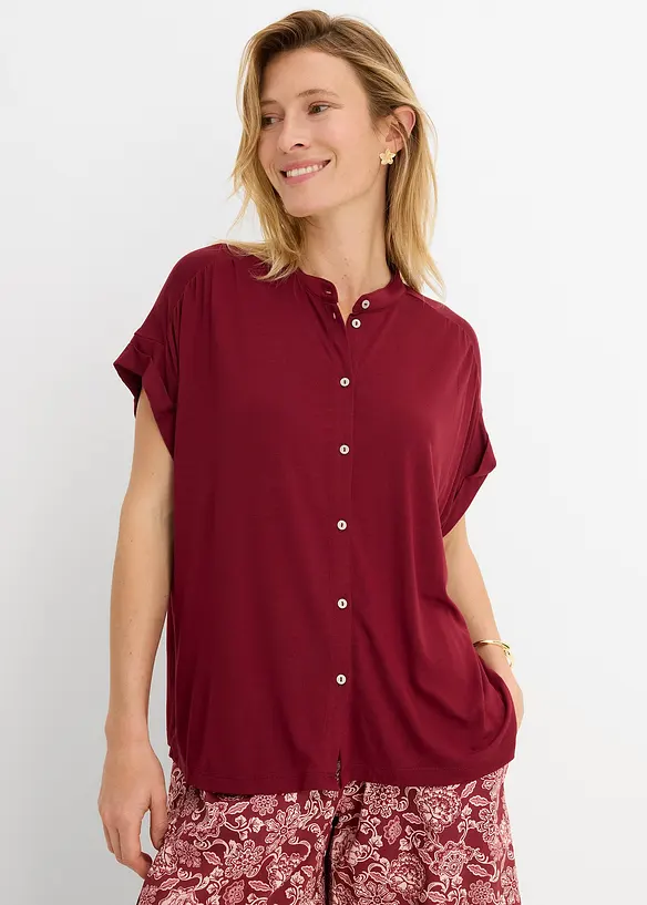 Shirtbluse aus softem Viskose Mix in rot von vorne (im Anschnitt) - bonprix Shirtbluse aus softem Viskose Mix in rot von vorne (im Anschnitt) - bonprix