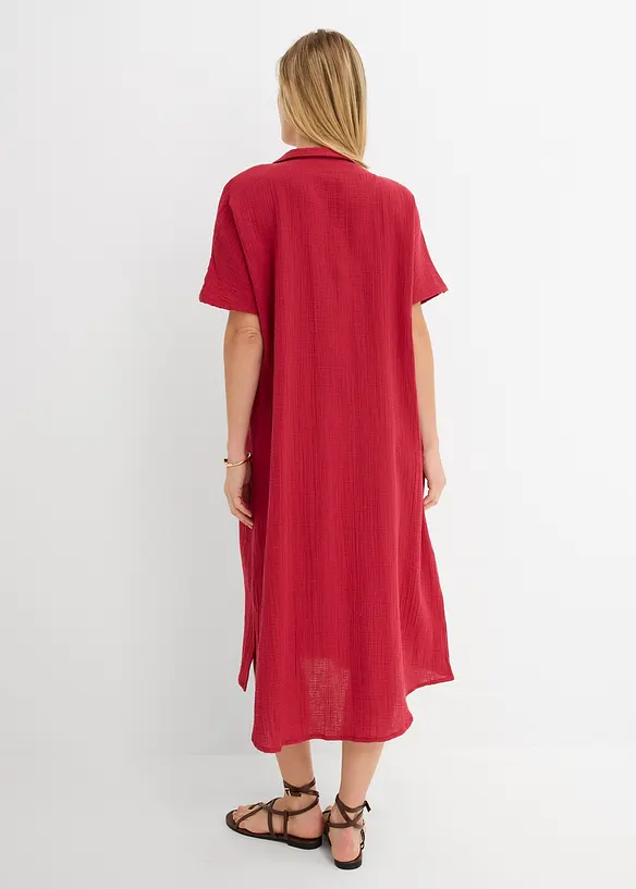 Musselin-Kaftan aus reiner Baumwolle in rot von hinten (Totalaufnahme) - bonprix Musselin-Kaftan aus reiner Baumwolle in rot von hinten (Totalaufnahme) - bonprix