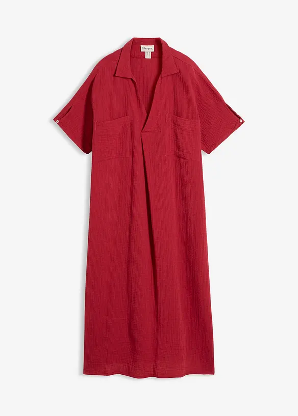 Musselin-Kaftan aus reiner Baumwolle in rot von vorne - bonprix Musselin-Kaftan aus reiner Baumwolle in rot von vorne - bonprix