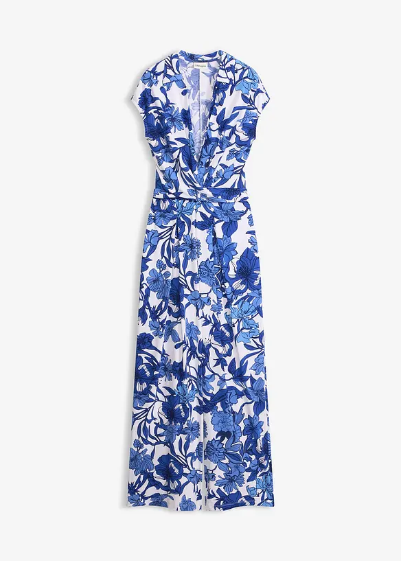 Ärmelloser Jersey-Jumpsuit in blau von vorne - bonprix